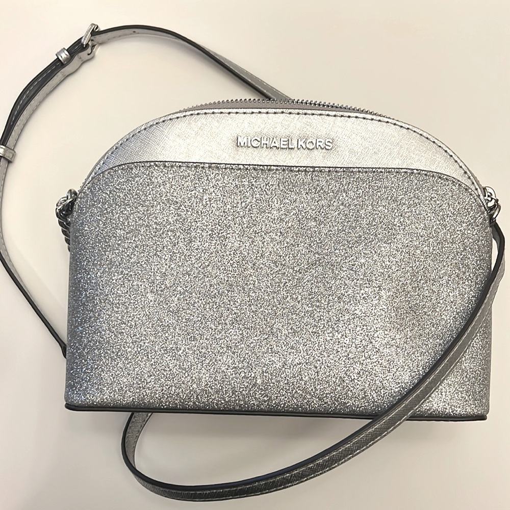 Michael Kors Medium Crossbody in silver glitter